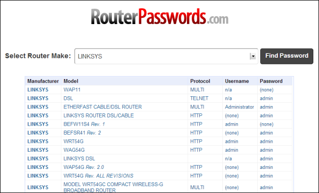 find default router password